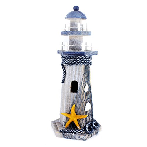 Chaomian Home Ornaments Starfish Wooden Lighthouse 10.6' High Nautical Themed Rooms Lighthouse