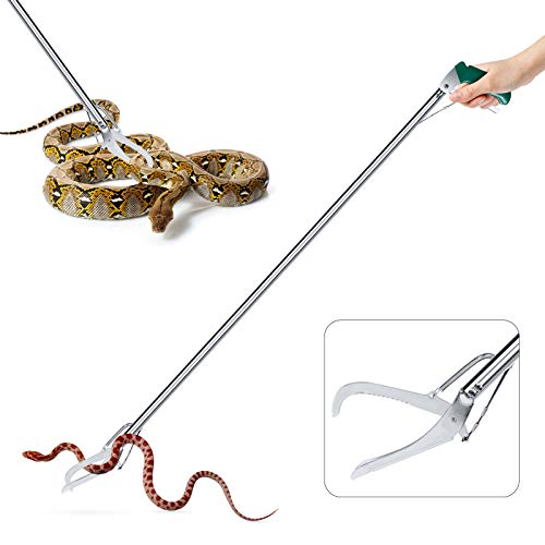 GYORGKSHI 47' Extra Heavy Duty Snake Tongs Reptile Grabber Catcher Wide Jaw Handling Tool