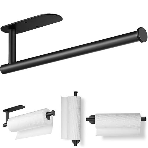 Fvviia Paper Towel Holder Under Kitchen Cabinet - Self Adhesive or Drilling Paper Towel Holder, Wall Mount Stick on Wall with Screws, Vertically or Horizontally