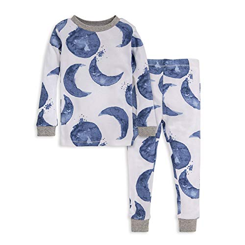 Burt's Bees Baby baby boys Pajamas, Tee Pant 2-piece Pj Set, 100% Organic Cotton and Toddler Pajama Bottoms, Indigo Hello Moon, 7 Years US