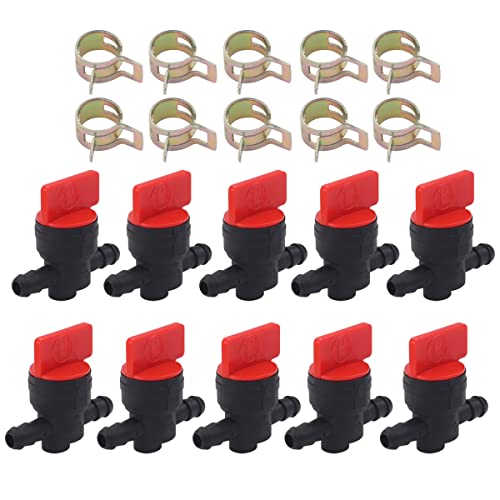 HIPA (Pack of 10) 1/4' Inline Fuel Cut off Shut Off Valve for 493960 494768 698183 Oregon 07-406 Compatible with John Deere AM36141 AM107340 Toro 54-3150 1-603770