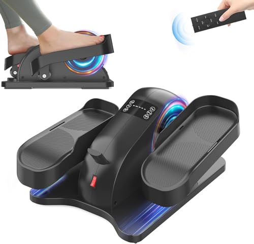 Under Desk Elliptical Machine, Electric Seated Pedal Exerciser, Elipse Leg Exerciser for Seniors, Compact Elliptical Machine with Two Straps, Remote Control & Hidden Handle