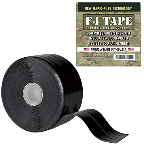 Bond It F4 Emergency Self-Fusing Silicone Tape, Repair Plumbing Pipe & Radiator Hose Leak, Electrical Insulation, Permanent Bonding, Waterproof, 1' x 36' x 20mil, Black