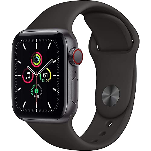 Apple Watch SE (GPS + Cellular, 44mm) - Space Gray Aluminum Case with Black Sport Band (Renewed)