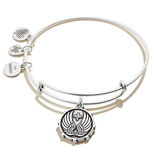 Alex and Ani Path of Symbols Expandable Bangle for Women, Guardian Angel Wings Charm, Rafaelian Silver Finish, 2 to 3.5 in