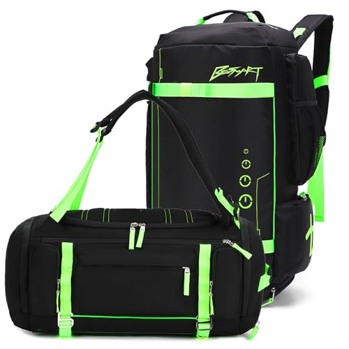 BE SMART Gym Backpack for Men, Extra Large Big Travel Bag with Shoes Compartment, Waterproof Heavy Duty Duffel Bag, Men‘s Military Backpacks for Outdoor Sport,Hiking,Camping （Black）