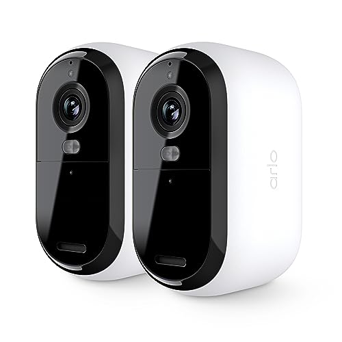 Arlo Essential 2K Outdoor Security Camera (2nd Generation) – 2 Pack – Outdoor & Indoor Wireless Camera, Integrated Spotlight, Color Night Vision, DIY Setup, White – VMC3250 ​