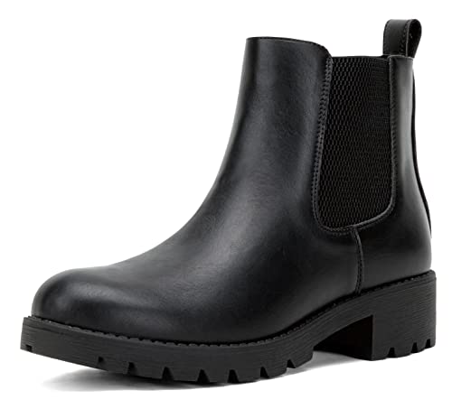Vepose Women's 9607 Chelsea Ankle Boots Pull-On Booties, Black, Size 9M US (CJY9607 Black 09)