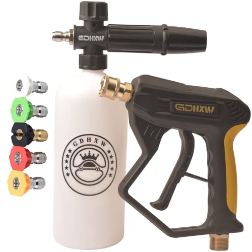 GDHXW X-999 High Pressure Wash Gun Snow Foam Lance Foam Cannon Foam Blaster with 5 Pressure Washer Nozzles