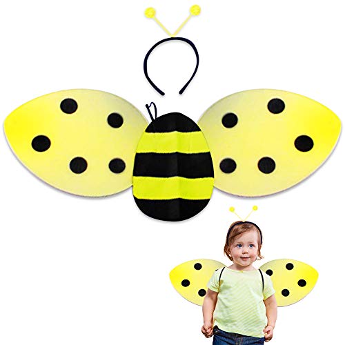 ArtCreativity Bee Costume for Kids, Honeybee Costume Set with 1 Pair of Wings and Antenna Headband, Cute Halloween Costume for Girls and Boys, Fun Pretend Play Accessories, Black and Yellow