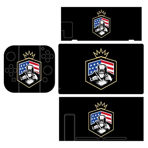Welding American Welder Flag Decal Stickers Cover Skin Protective FacePlate for Switch for Switch Lite