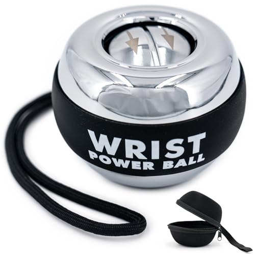 YuanWH All-Metal Power Gyro Ball,Weighted Auto-Start Hand Wrist Forearm Trainer and Strengthener for Exercise Joint and Muscle with Ball Bag, Strengthen Your Wrist and Forearm Muscles