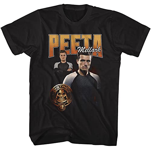 Hunger Games T-Shirt Peeta Mellark Duo Adult Short Sleeve T Shirts Sci-Fi Movie Graphic Tees Black