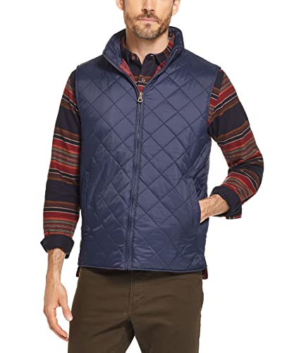 Weatherproof Vintage Mens Quilted Puffer Vest - Lightweight Padded Insulated Vest for Men (Navy, Diamond Large)