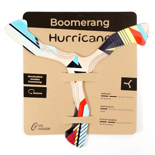 Wooden Boomerang 'Hurricane' | Handcrafted Returning Boomerang | Easy-to-Throw Design for Beginners | Fun Outdoor Game for All Ages | Thin & Lightweight | Perfect Gift Idea | Suitable for Kids 12+