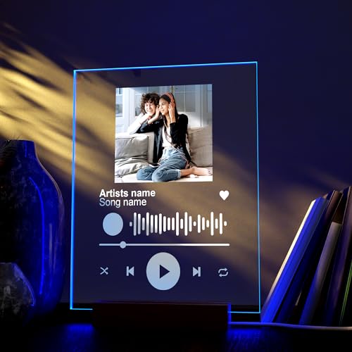 CRYPTONITE Personalized Acrylic Spotify Plaque | Acrylic Custom Plaque with your Favorite Song & Photo | Spotify Glass Plaque with Optional Led Lights | Multiple Sizes Options