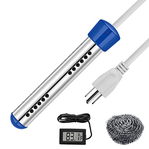 Immersion Electric Water Heater, 1500W 120V Portable Hot Tub Water Warmer, Submersible Pool Water Heating Element, Heat 5 Gallons Water in Minutes for Bucket, Bathtub, Inflatable Pool, Camping-Blue