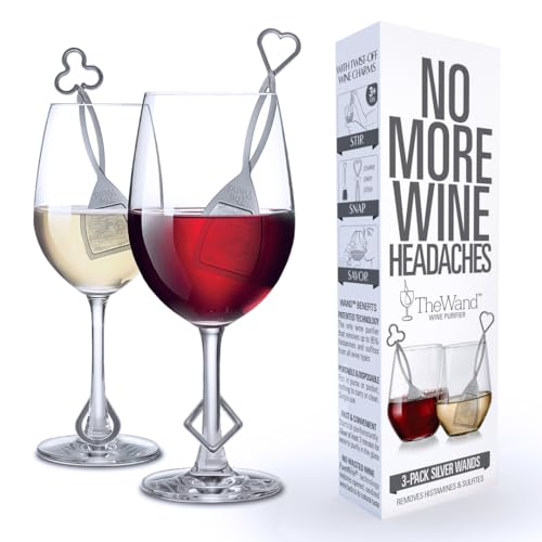 PureWine Wine Wands Purifier, 3 Wine Filters Remover Histamines Sulfite - May Reduce and Alleviate Wine Allergies & Sensitivities - Restores Taste, Perfect Wine Pourer, Gifting, Holiday 3