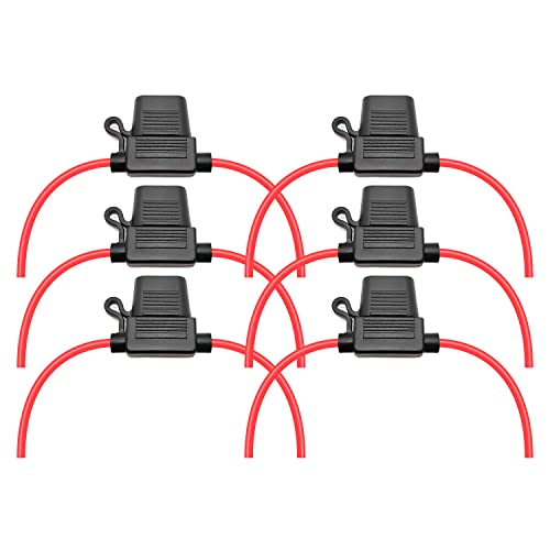 VANTRONIK Waterproof Inline Fuse Holder 6 Pack for STANDARD Car Fuse, 14 Gauge AWG Wire UL1015,10 Inches Long, Fit for ATO ATC Medium Blade Fuse