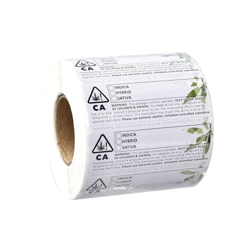 PLEXON CA Identification Labels 3' x 1' (76 mm x 25.4 mm) Self-Adhesive California State-Compliant Stickers 1000 Labels per Roll