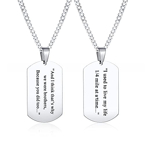 VNOX Gifts for Brother Necklace - 2 Pack Fast & Furious 7 Quote I Used to Say I Lived My Life Lines Dog Tag Necklace Best Friend,Brother,Sibling,Fraternity,Graduation Christmas Brother Gift