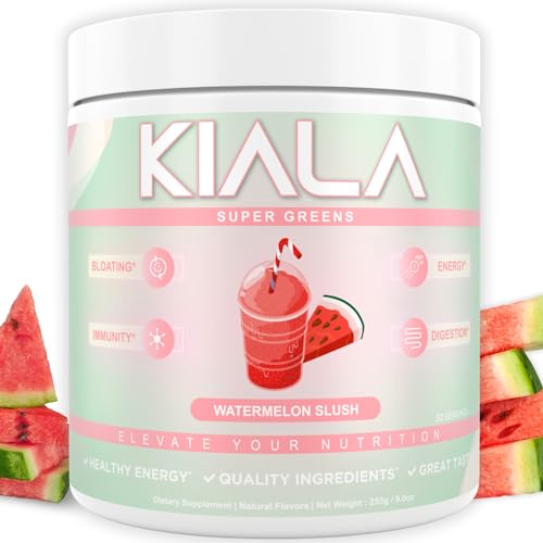 Kiala Nutrition Super Greens Powder - Digestive Health for Women, Bloating Relief, Gut Health, Skin Care (Watermelon Slush)