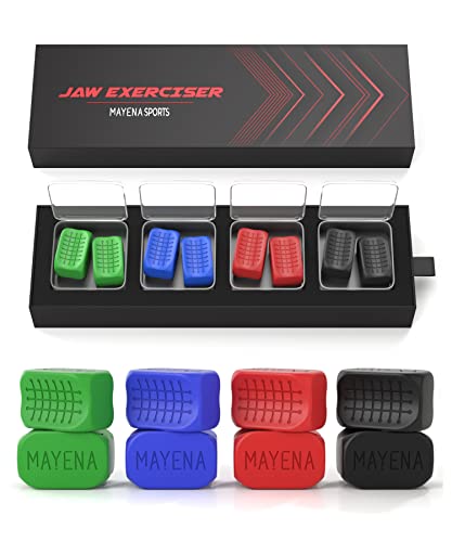 Mayena Sports Jaw Exerciser for Men & Women | 4 Resistance Levels Silicone Jawline Exerciser Tablets| Core Strength Upgraded Model | Powerful Trainer for Multi-Level Users | Slims& Tones the Face
