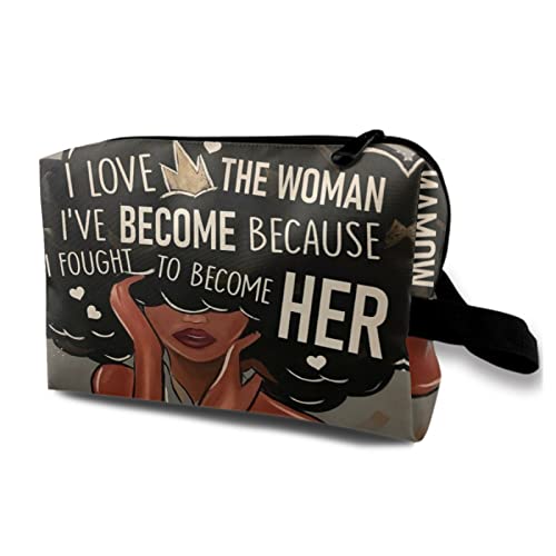 Racigomr Cute Black Women Afro Melanin Art Makeup Bag Travel Cosmetic Bag Waterproof Toiletry Bag Accessories Organizer for Women Girls