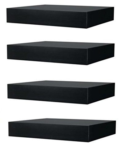 Ikea Floating Wall Lack Shelf, Pack of 4, Size: L: 11 3/4' x D: 10 1/4' x H: 2', Black