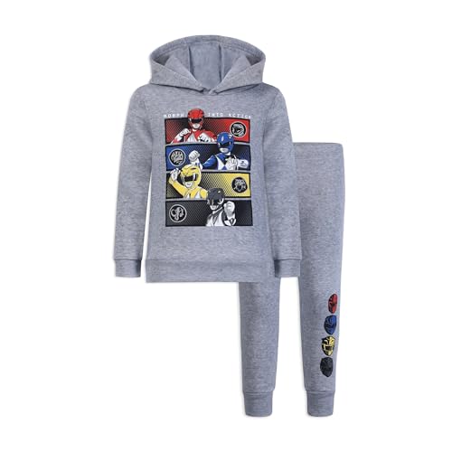 Power Rangers Mighty Morphin Rangers Boys Hooded Sweatshirt and Pants Set for Big Kids – Grey