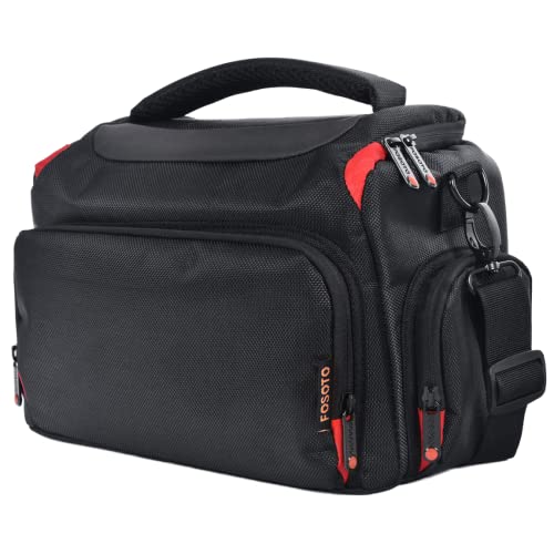 FOSOTO DSLR Camera Shoulder Bag Case Compatible for Canon EOS Rebel T7 T6 4000D 80D 90D 6D Mark II,Nikon D3500 D3400 D5600 D60 D750,Sony SLR and Lenses (Large)
