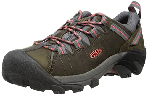 KEEN Women's Targhee 2 Low Height Waterproof Hiking Shoes, Magnet/Coral, 8.5