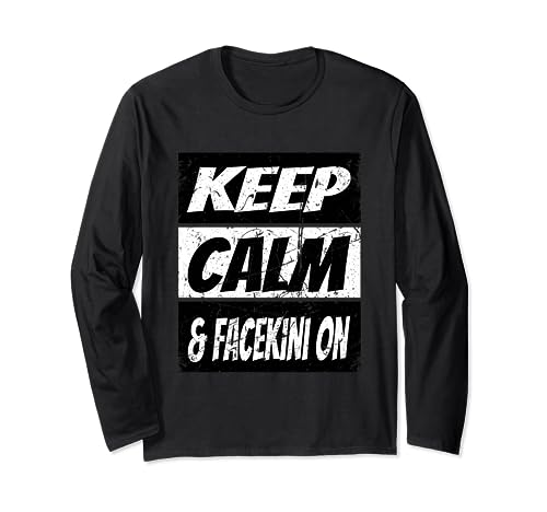 Retro Keep Calm And Facekini On Sunblock Protect Mask Long Sleeve T-Shirt