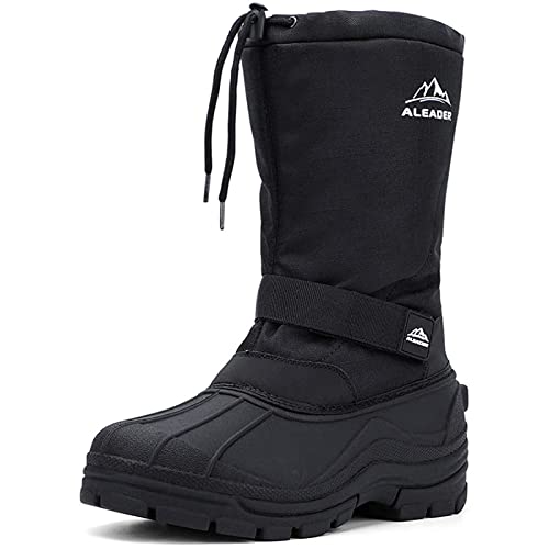 ALEADER Winter Boots for Men, Waterproof Snow Boots Hiking Shoes Black 11 D(M) US