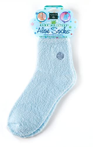Earth Therapeutics Aloe Vera Socks – Infused with natural aloe vera & Vitamin E – Helps Dry Feet, Cracked Heels, Calluses, Rough Skin, Dead Skin - Blue