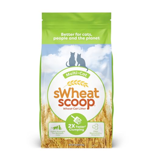 sWheat Scoop Natural Wheat Multi-Cat Litter, Superior Clumping with Odor Neutralizing Enzymes, 25 Pound Bag