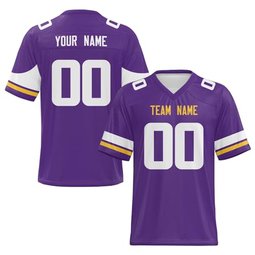 Custom Football Jersey, Football Jerseys Personalized Name/Number, Football Shirt for Men Women and Youth (Viking Purple)