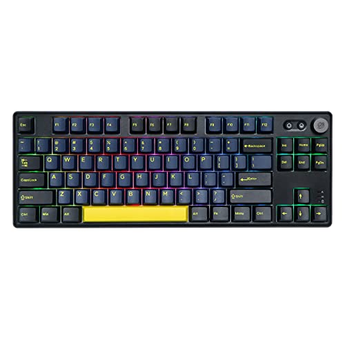 EPOMAKER CIDOO ABM084 TKL Hot Swap RGB 2.4Ghz/Bluetooth 5.0/Wired Mechanical Knob Keyboard with Poron Foam, 3000mAh Battery, Double Shot PBT Keycaps for E-Sport Win/Mac/Linux(Gateron G-pro Yellow)