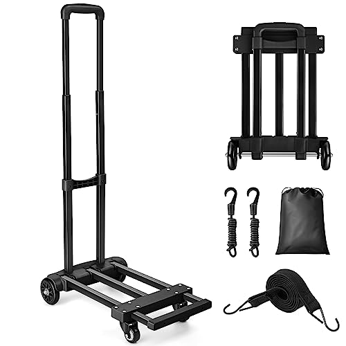 KEDSUM Folding Hand Truck, 220 lbs Heavy Duty Dolly Cart for Moving, Solid Construction Utility Cart Compact and Lightweight for Luggage, Personal, Travel, Auto, Moving and Office Use