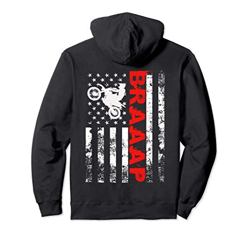 Braaap Vintage USA American Flag Tee Pullover Hoodie