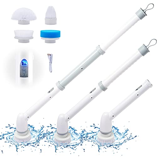 Vuitte Cordless Electric Rotary Cleaning Brush, Bathroom Scrubber with 3 Replaceable Shower Scrubber Heads for Tub, Tile, Floor, Wall, Shower and Kitchen
