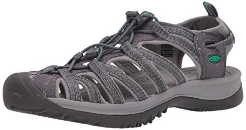 KEEN Women's Whisper Closed Toe Sport Sandals, Medium Grey/Peacock Green, 10 US