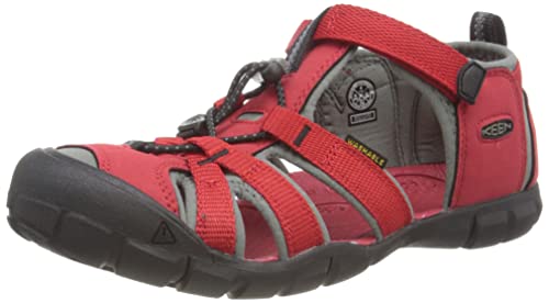 KEEN boys Seacamp 2 Cnx Closed Toe Sandal, Racing Red/Gargoyle, 12 Little Kid US