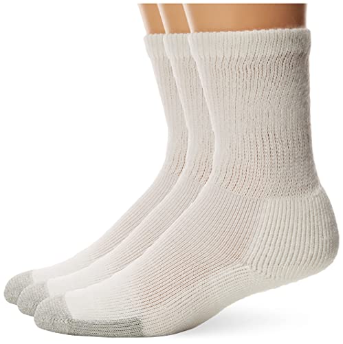 thorlos unisex adult Tx Max Cushion Crew Tennis Socks, White (3 Pairs), Medium US