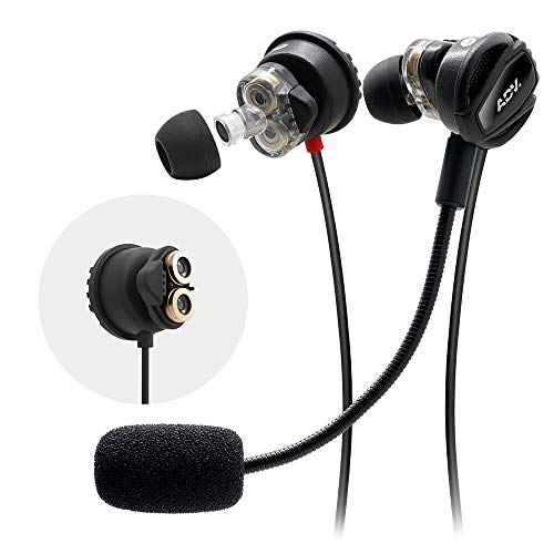 ADV. NSMO JR 2-Driver Gaming Earbuds Headset with Dual Mic [Detachable & Built-in] and Volume Control for Mobile Gaming, Nintendo Switch, Xbox One, PS4, Pro, PC