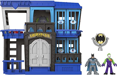 Fisher-Price Imaginext DC Super Friends Batman Toy Gotham City Jail Recharged Playset with 2 Figures for Pretend Play Ages 3+ Years
