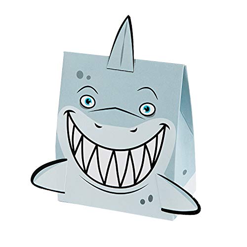 Fun Express Jawsome Shark Treat and Favor Boxes, Set of 12 - Shark Birthday Party Supplies