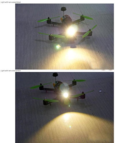 Usmile 3W Super Bright 12V fpv quadcopter LED Lamp headlight Illuminator 7-17V Night Navigation for Plane Fixed Wing QAV250 ZMR250 Carbon fiber FPV Quadcopter frame(2 xWhite)