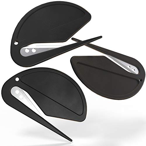 Uncommon Desks Letter Openers - Executive Black - Sharp and Efficient - Open Envelopes with Ease (Black, 3 Pieces)