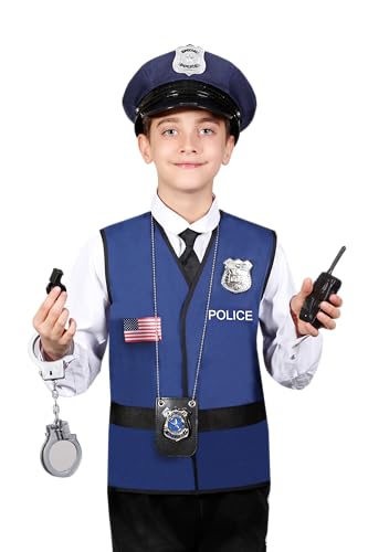 Matissa & Dad American Children's Police Officer Role Play Costume and accessory Set Kids Boys Girls (Large)